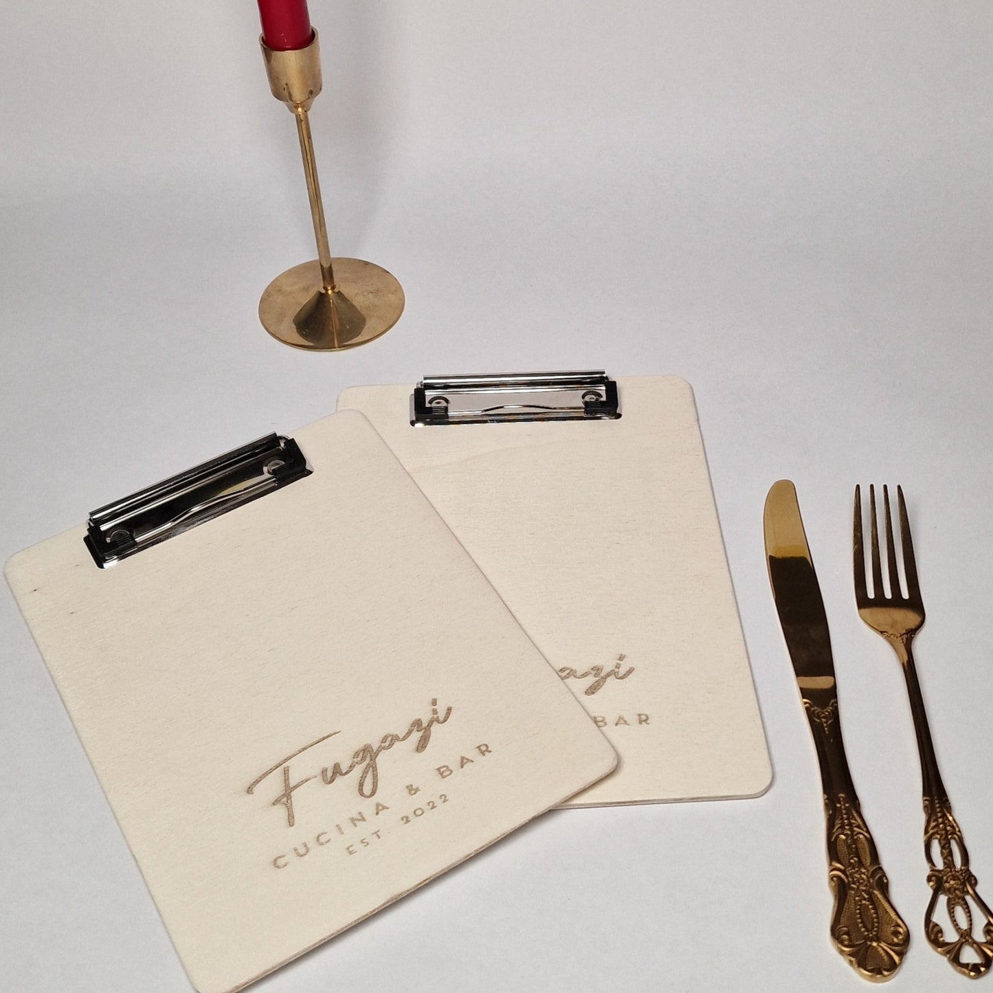 Wooden base for the menu